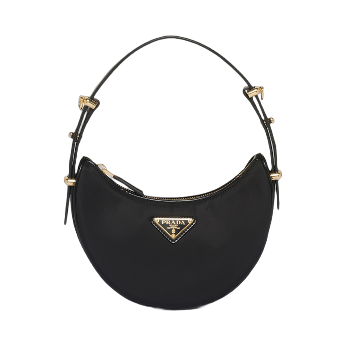 1BC199-R789-F0002 Prada Arque Re-Nylon Brushed Leather Mini Shoulder Bag Black