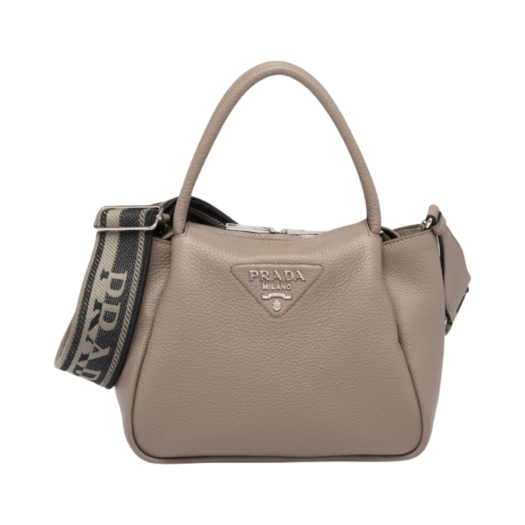 Prada Small Leather Handbag Clay Grey