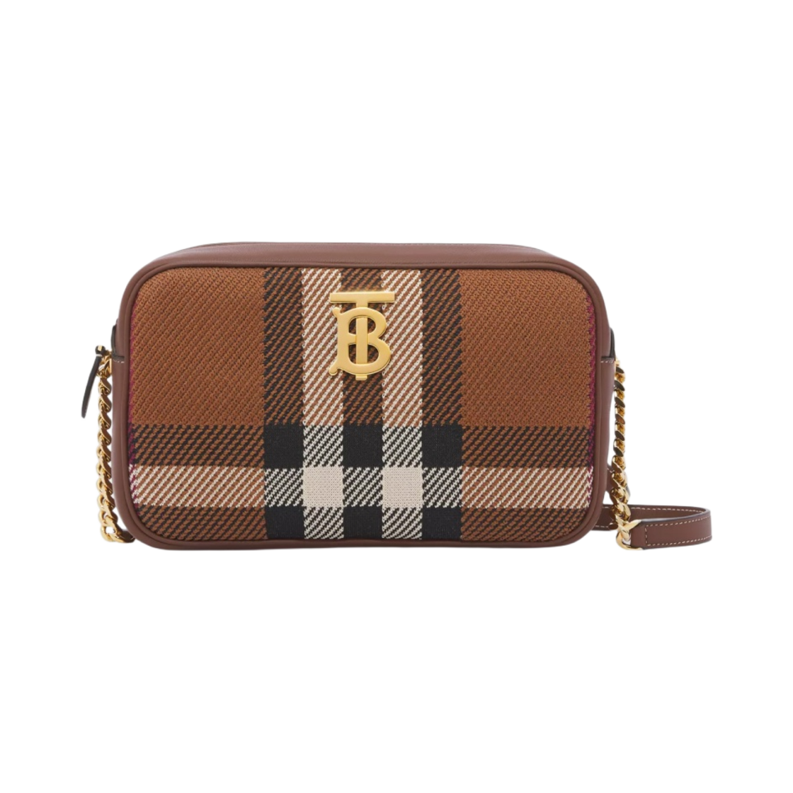 버버리 니트 체크 스몰 롤라 카메라백 버치 브라운(Burberry Knitted Check Small Lola Camera Bag Birch Brown) - 1