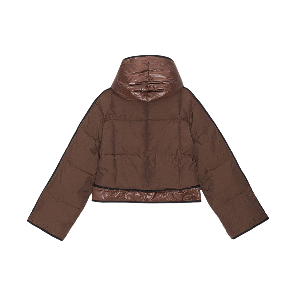 (W) 가니 숏 후드 퍼퍼 자켓 쉐이브드 초콜릿((W) Ganni Short Hooded Puffer Jacket Shaved Chocolate) - 2