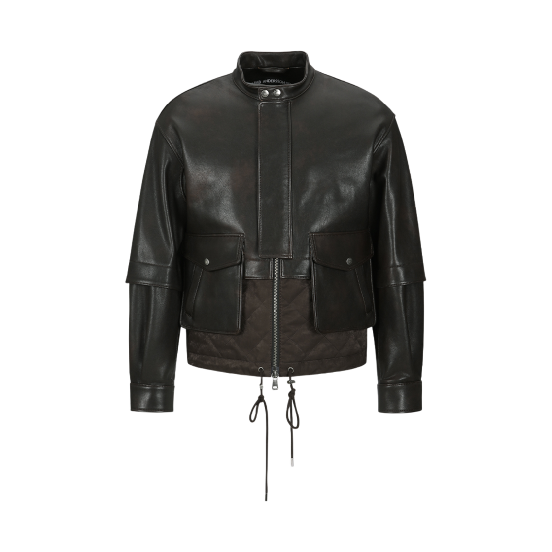 ADSB 앤더슨벨 퀼티드 봄버 레더 자켓 브라운