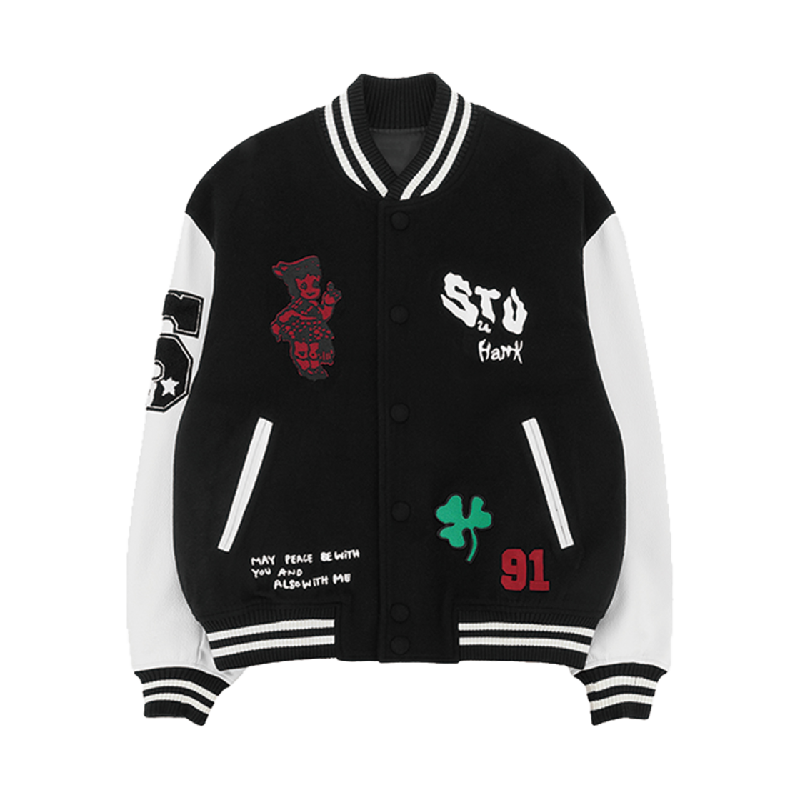 24CLHKJK02 STU X HANK Varsity Jacket Black - 대표 이미지 #1