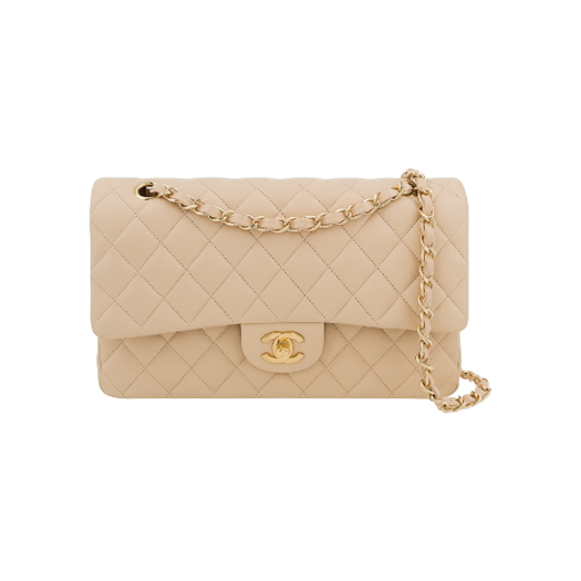 IT3UDTJAIO97 [B등급] Chanel Vintage Classic Medium Light Beige Gold Hardware Lambskin