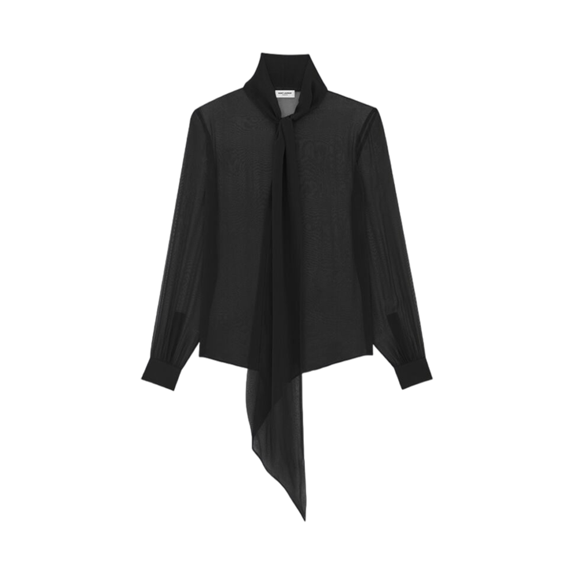(W) 생로랑 블라우스 실크 무슬린 크레페 블랙((W) Saint Laurent Blouse In Silk Muslin Crepe Black) - 2