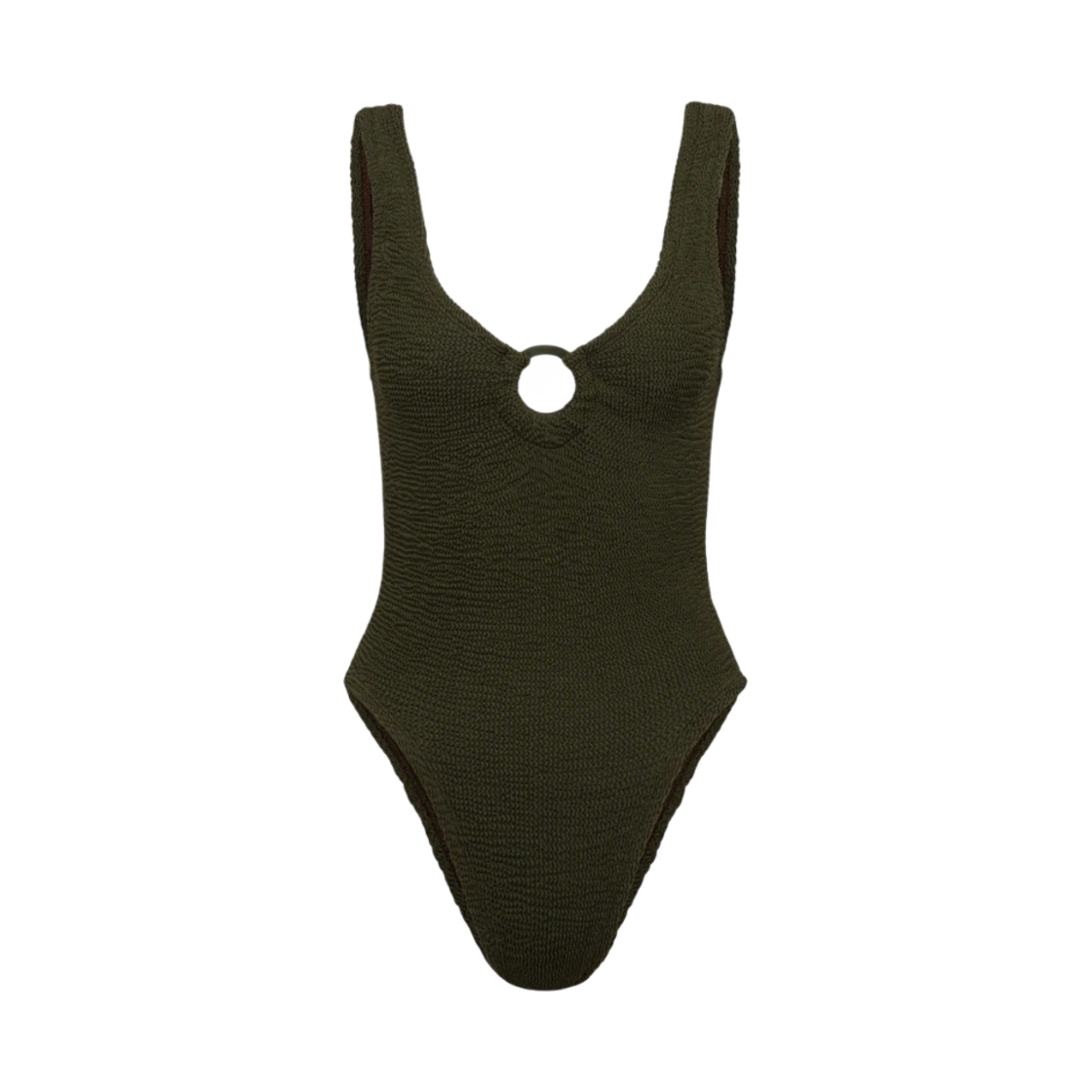 - (W) Hunza G Celine Swim with Tonal Hoops Metallic Khaki