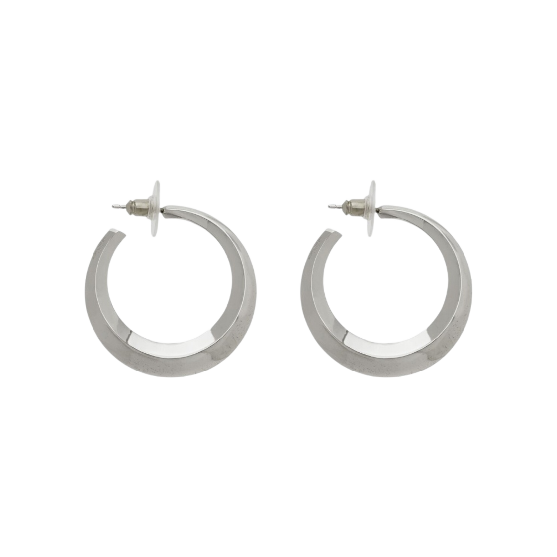 (W) 생로랑 스몰 후프 이어링 메탈 팔라디움((W) Saint Laurent Small Hoop Earrings In Metal Palladium) - 1
