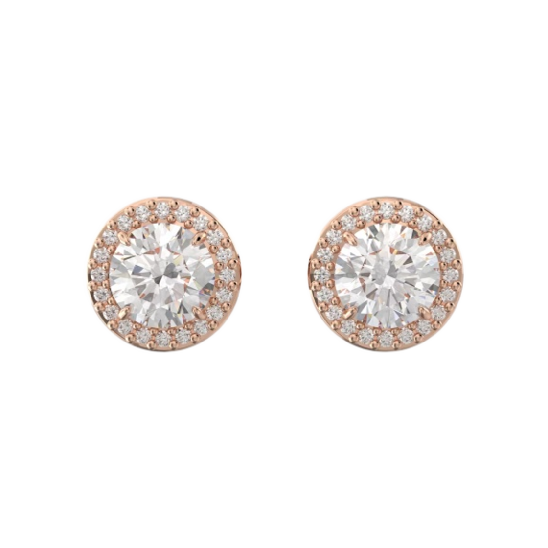 (W) 스와로브스키 콘스텔라 스터드 파베 이어링 화이트 로즈 골드 플래팅((W) Swarovski Constella Stud Pave Earrings White Rose Gold Plated) - 1