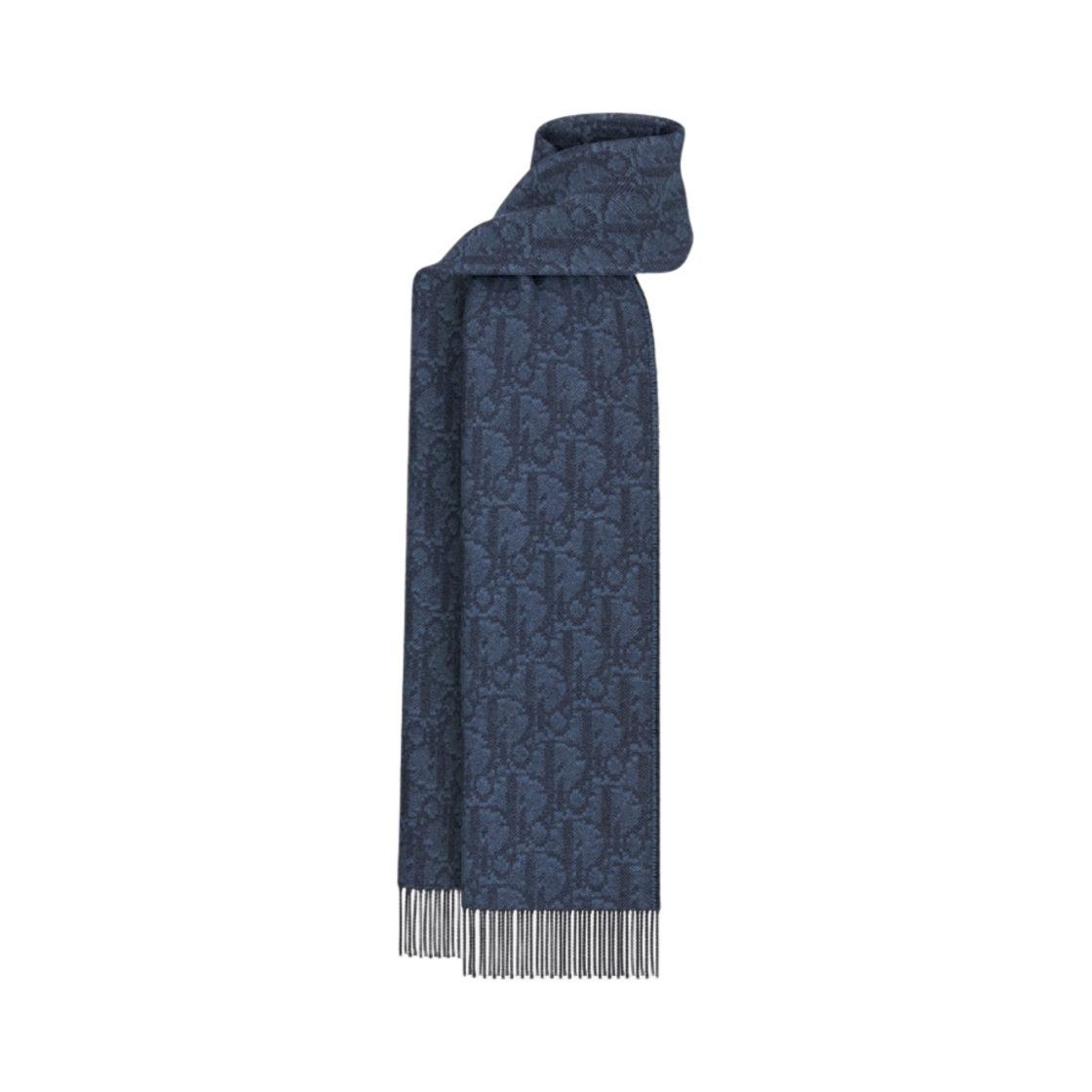 19E0001A0537-C585 Dior Oblique Double-Sided Muffler Blue Navy Blue Cashmere Wool