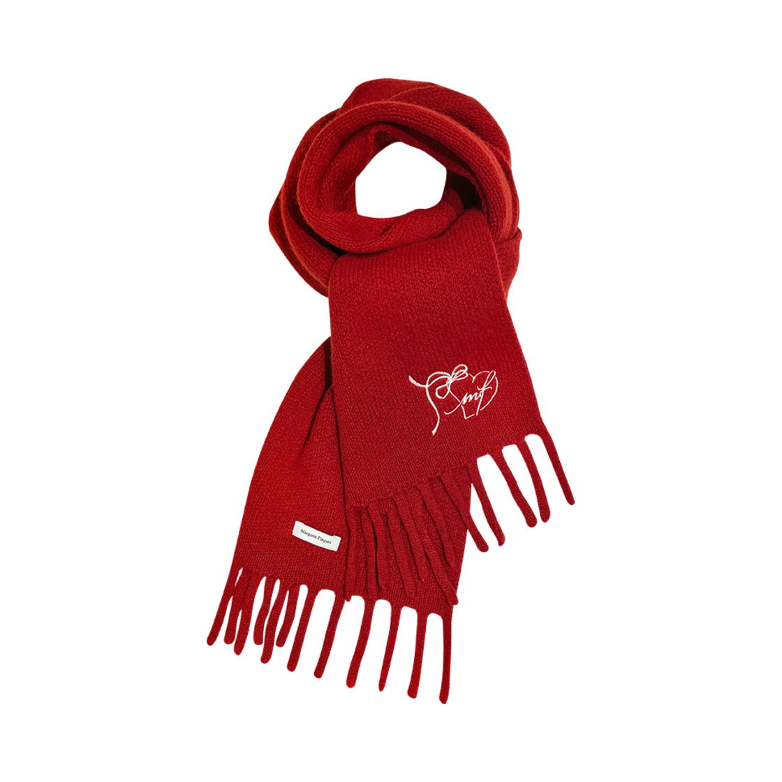 MF249NMF001CRDFR [예약 배송] Margarin Fingers Heart Embroidery Wool Muffler Red