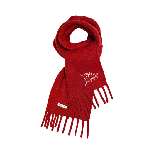 MF249NMF001CRDFR [예약 배송] Margarin Fingers Heart Embroidery Wool Muffler Red