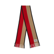 Open Yy Fringe Stripe Muffler Red