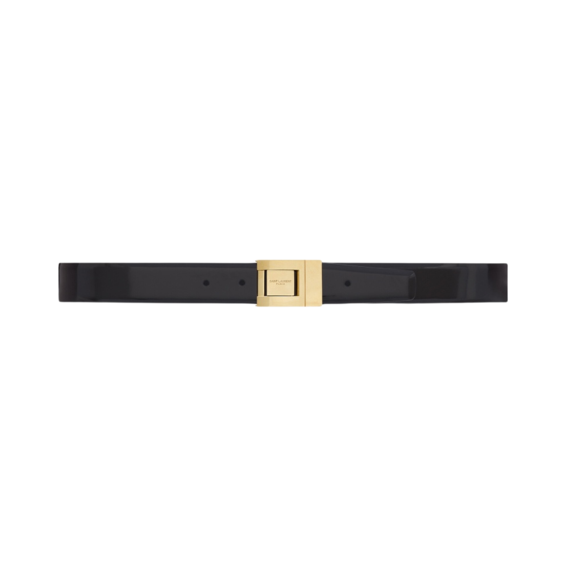 (W) 생로랑 메일 버클 벨트 샤이니 레더 블랙((W) Saint Laurent Male Buckle Belt in Shiny Leather Black) - 1