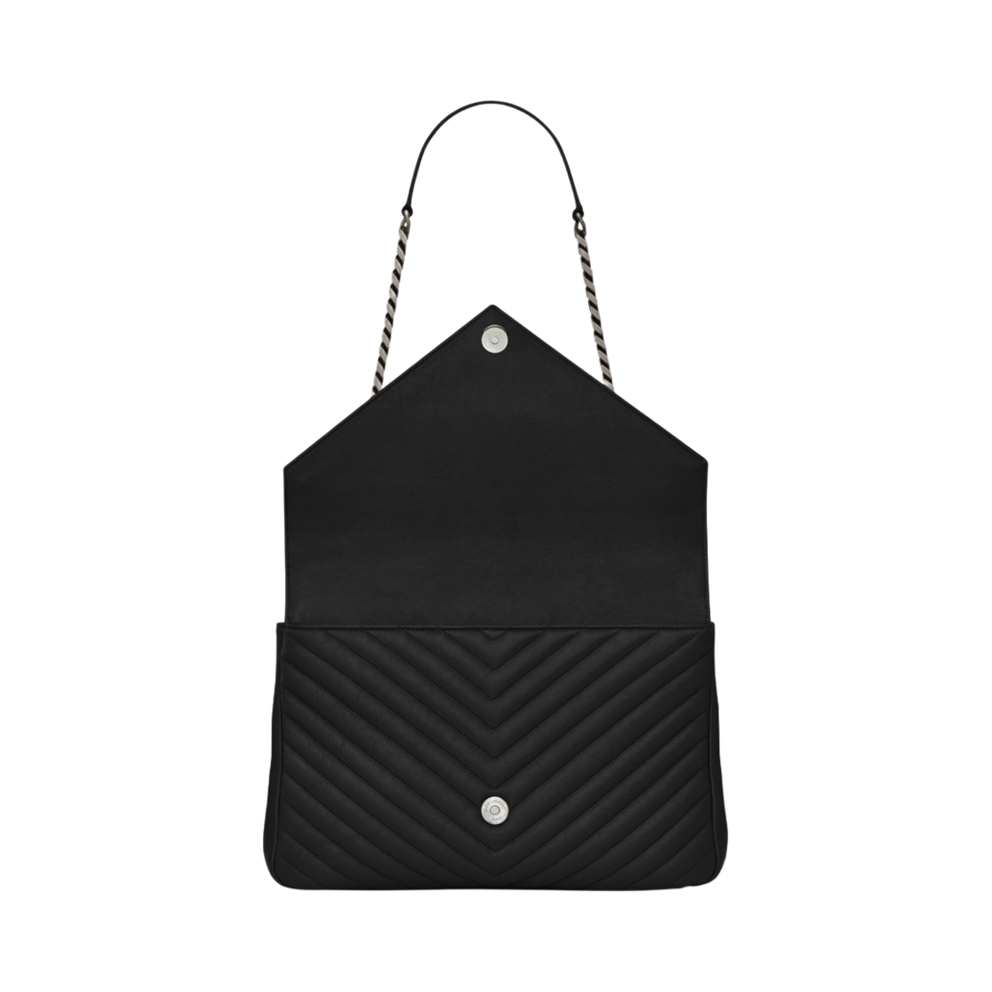 생로랑 퀼티드 레더 클래식 라지 컬리지 실버 체인백 블랙(Saint Laurent College Large Chain Bag in Quilted Leather Black) - 3