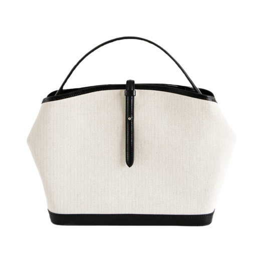 P0000BRY Kindersalmon Women Leather Trimmed Canvas Crossbody Ecru