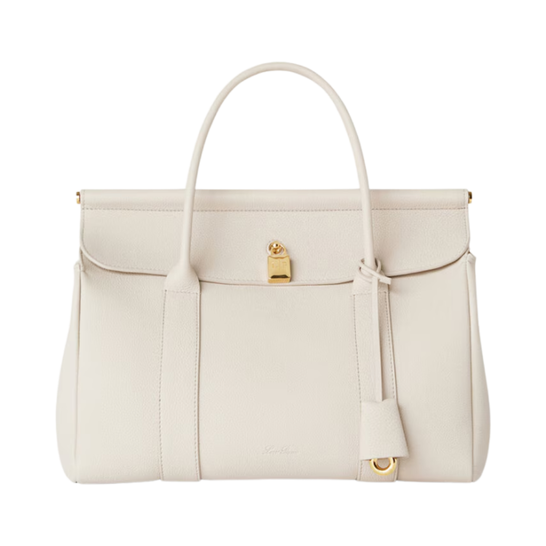 FAN9610-A0IF Loro Piana Loom bag L32 in Grained Calfskin Light Travertine Sun Gold