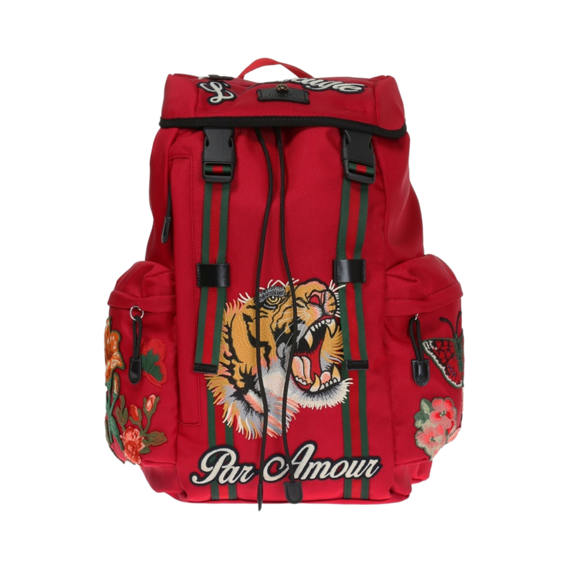 구찌 테크노 캔버스 호랑이 자수 백팩 레드(Gucci Techno Canvas Embroidered Tiger Red) - 1
