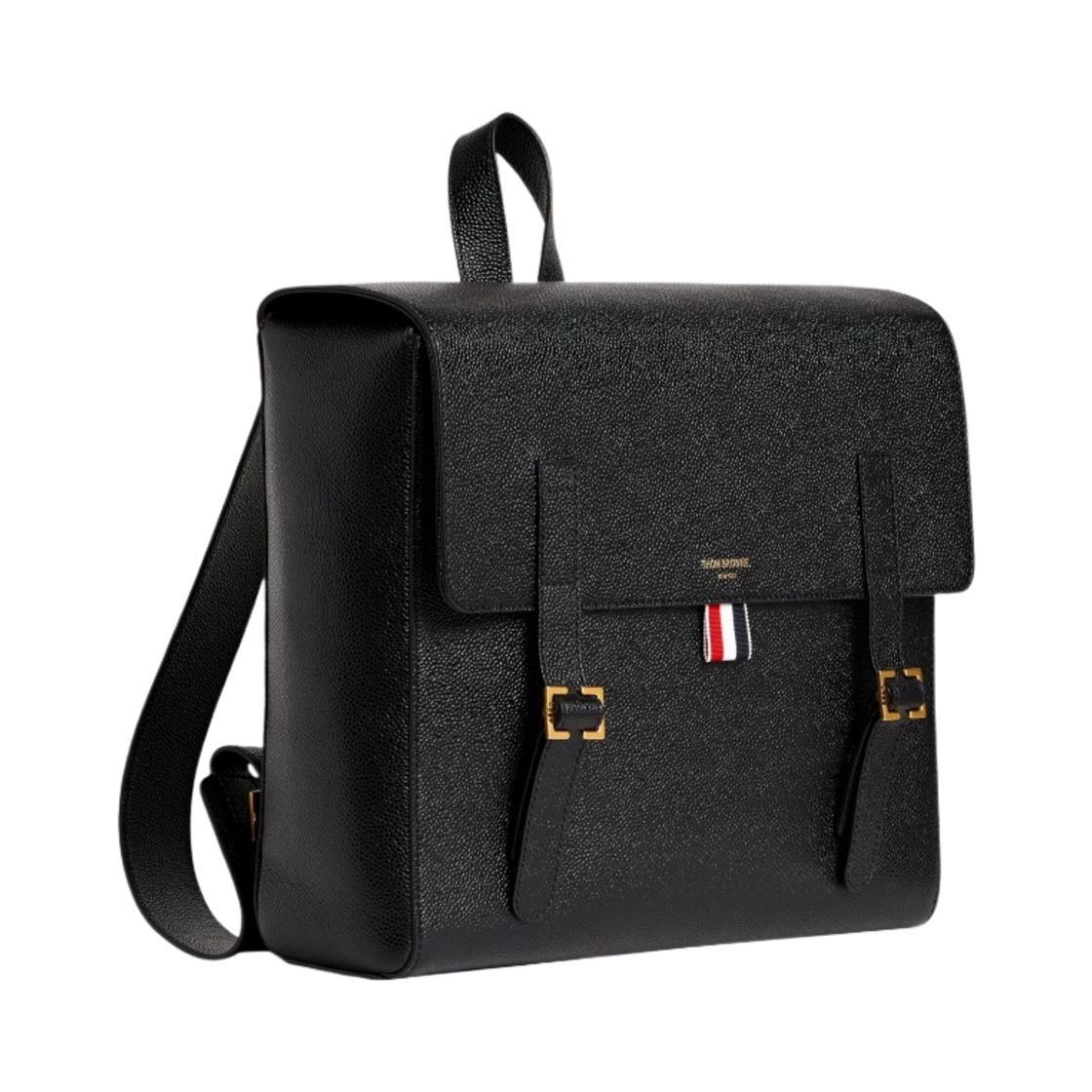 톰브라운 페블 그레인 레더 RWB 스트럭처드 백팩 블랙(Thom Browne Pebble Grain Leather RWB Structured Backpack Black) - 2