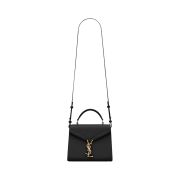Saint Laurent Cassandra Mini Top Handle Bag in Grain de Poudre Embossed Leather Black