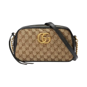 Gucci GG Marmont Original G Canvas Small Shoulder Bag Beige Ebony