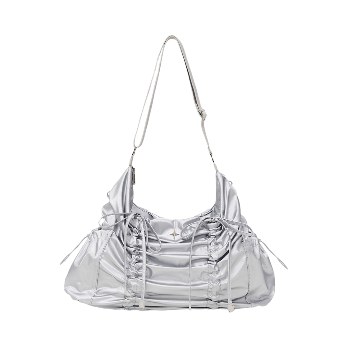 포어필 스트링 리본 라지 호보백 실버