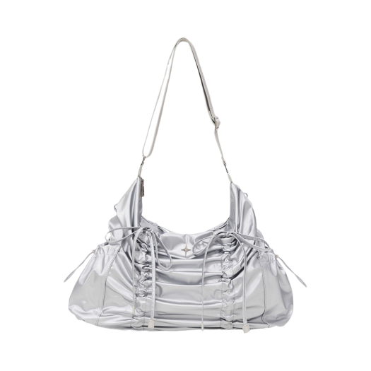 포어필 스트링 리본 라지 호보백 실버