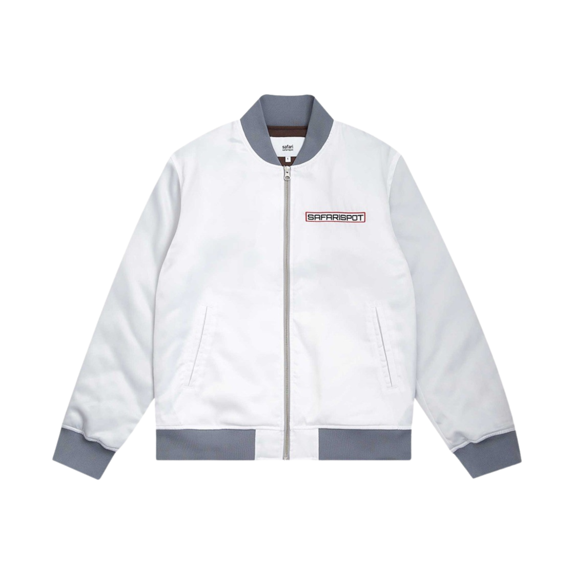 saf00169 Safarispot Satin Bomber Jacket White