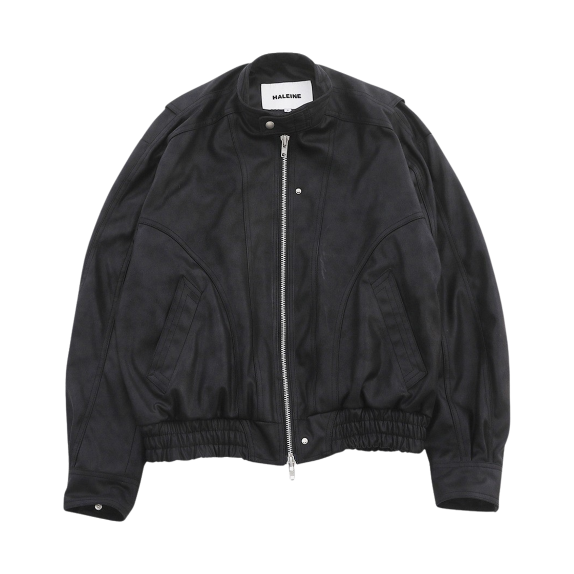 알렌느 바이커 디테일 스크랩 포우 레더 3D 블루종 블랙