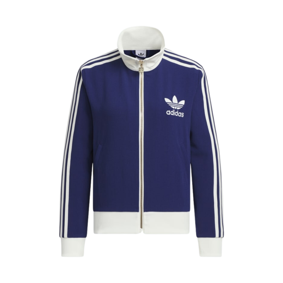 (W) 아디다스 프리미엄 오리지널스 트랙탑 다크 블루 오프 화이트 - KR 사이즈((W) Adidas Premium Originals Track Top Dark Blue Off White - KR Sizing)