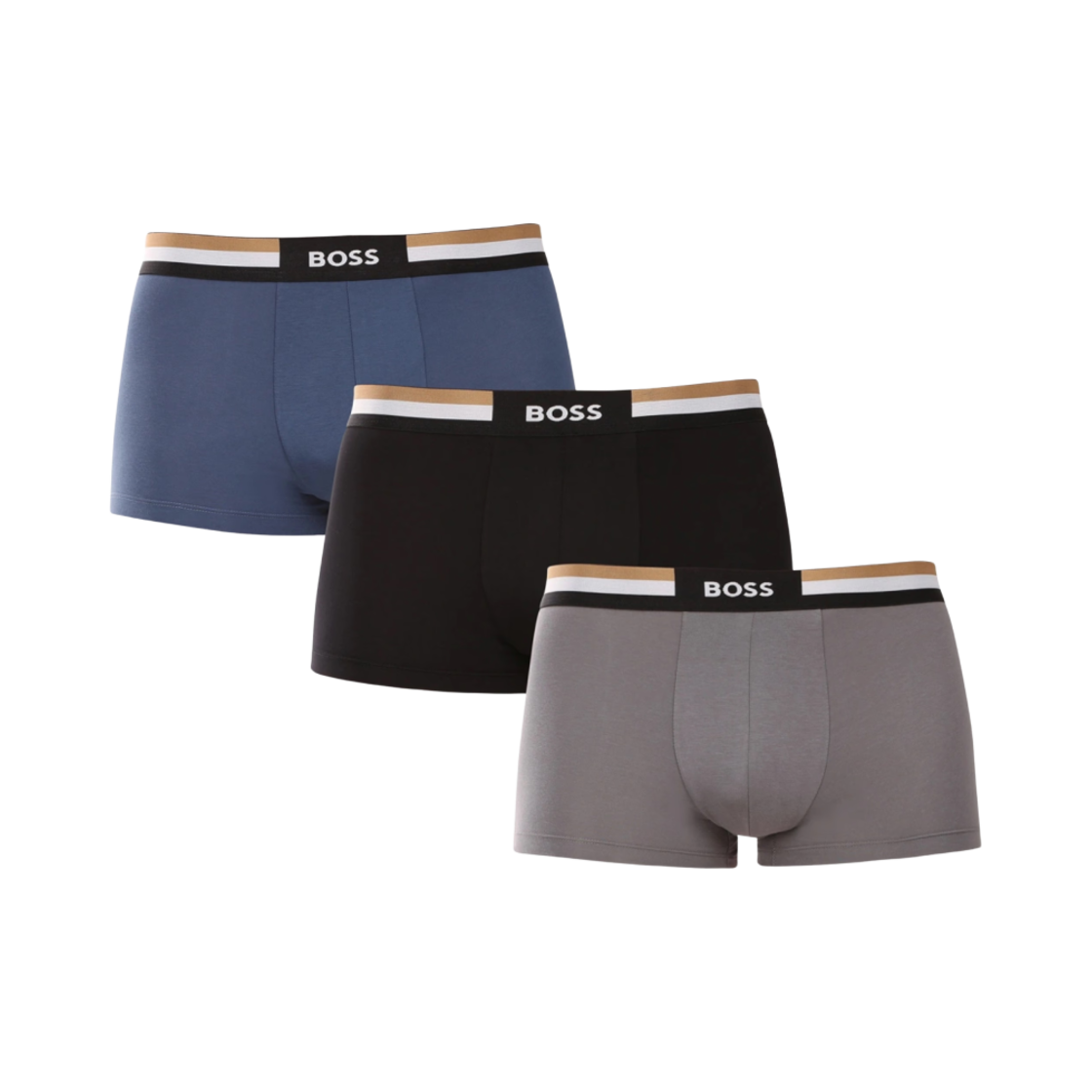 50516542-981 Hugo Boss Signature Stretch Cotton Blend Trunks Black Blue (3 Pack)