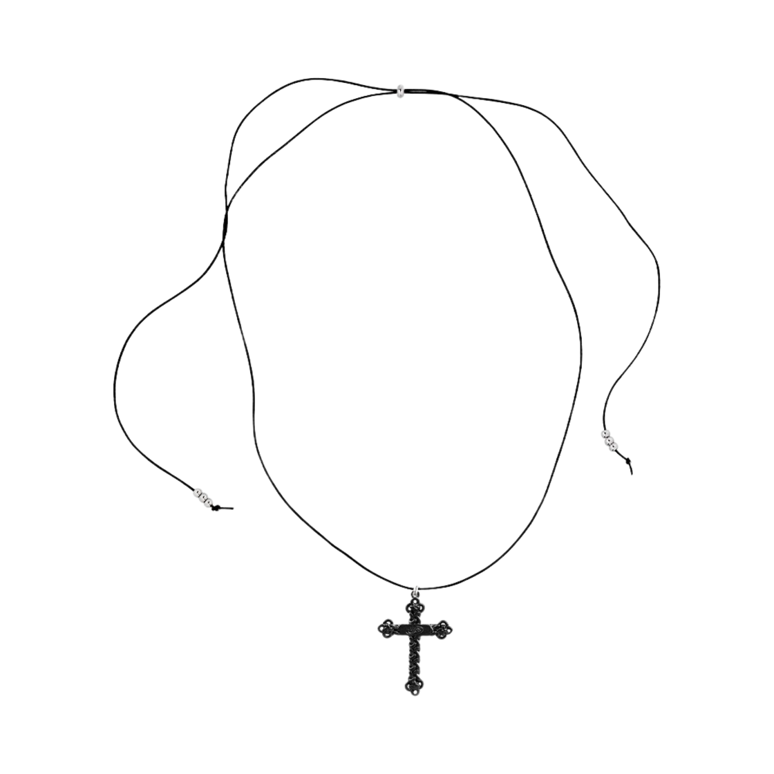센티멍 넘버 475 매듭 십자가 레더 네크리스 블랙(Sentiments No.475 Knot Cross Leather Necklace Black)