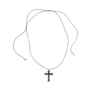 Sentiments No.475 Knot Cross Leather Necklace Black