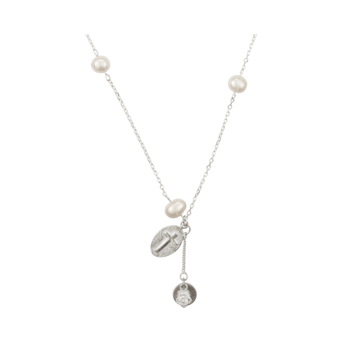 엔프프 실버925 펄 드로핀 네크리스 실버