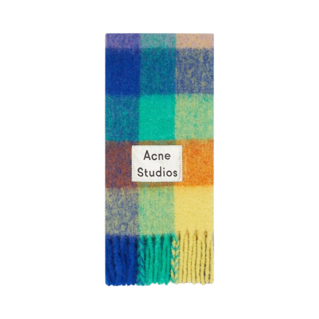 아크네 스튜디오 멀티 체크 머플러 블루 오렌지 그린