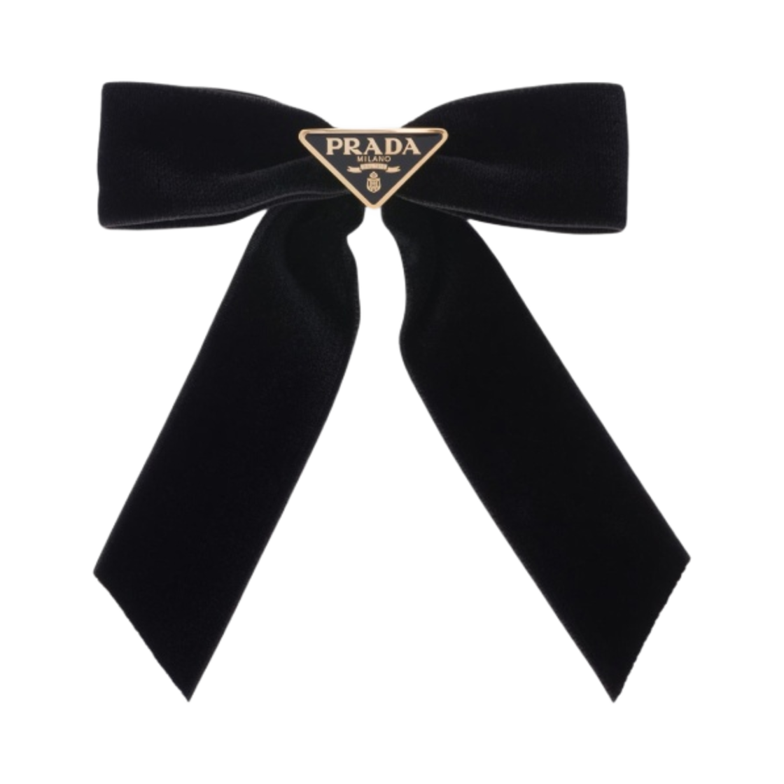 (W) 프라다 벨벳 헤어 클립 블랙((W) Prada Velvet Hair Clip Black)