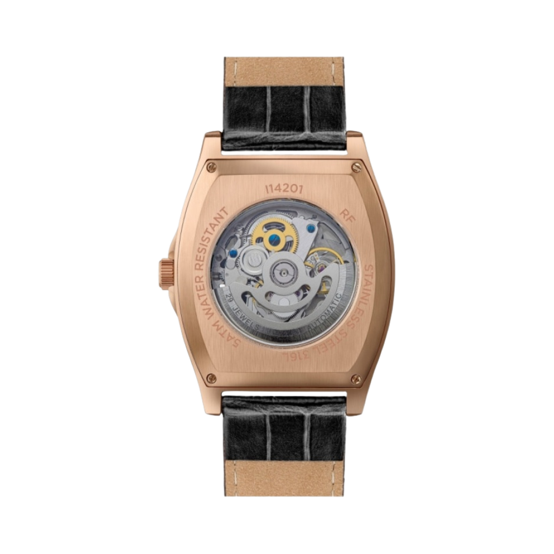잉거솔 캘리포니아 스켈레톤 39mm I14201 스테인리스 스틸 레더 로즈 골드 쿨 그레이 블랙 다이얼(Ingersoll California Skeleton 39mm I14201 Stainless Steel Leather Rose Gold Cool Grey Black Dial) - 2