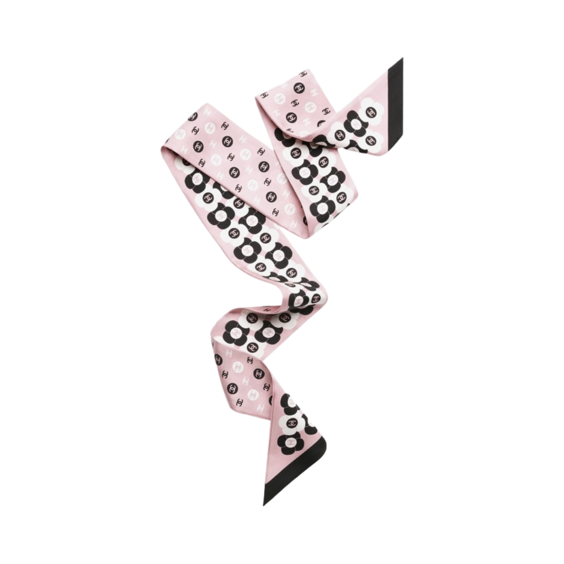 (W) 샤넬 헤어밴드 실크 트윌 & 핑크 블랙 화이트((W) Chanel Slim Bandeau Silk Twill & Pink Black White) - 1