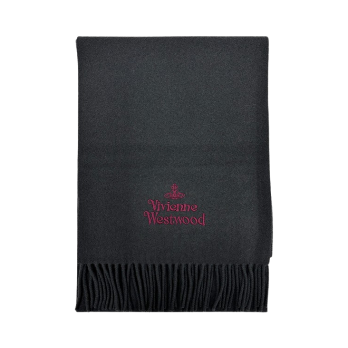 81030007-W00Q7-P408 Vivienne Westwood Embroidered Logo Wool Muffler Dark Grey
