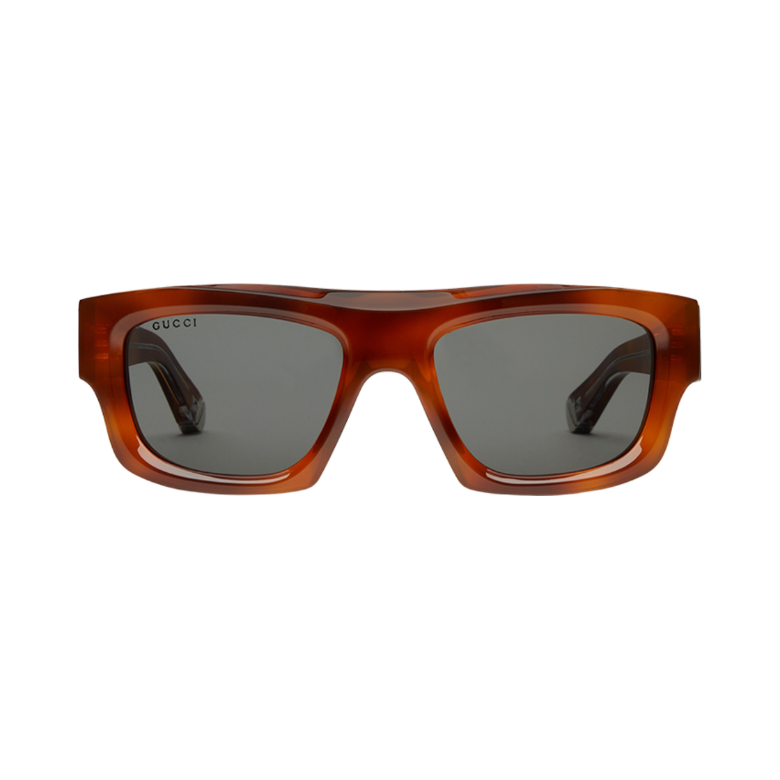 823843-J0740-2312 Gucci Rectangular Frame Sunglasses Shiny Brown Tortoiseshell