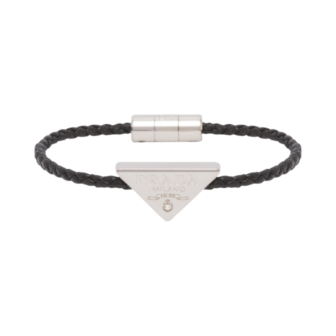 (W) 프라다 브레이디드 나파 레더 브레이슬릿 블랙((W) Prada Braided Nappa Leather Bracelet Black) - 1