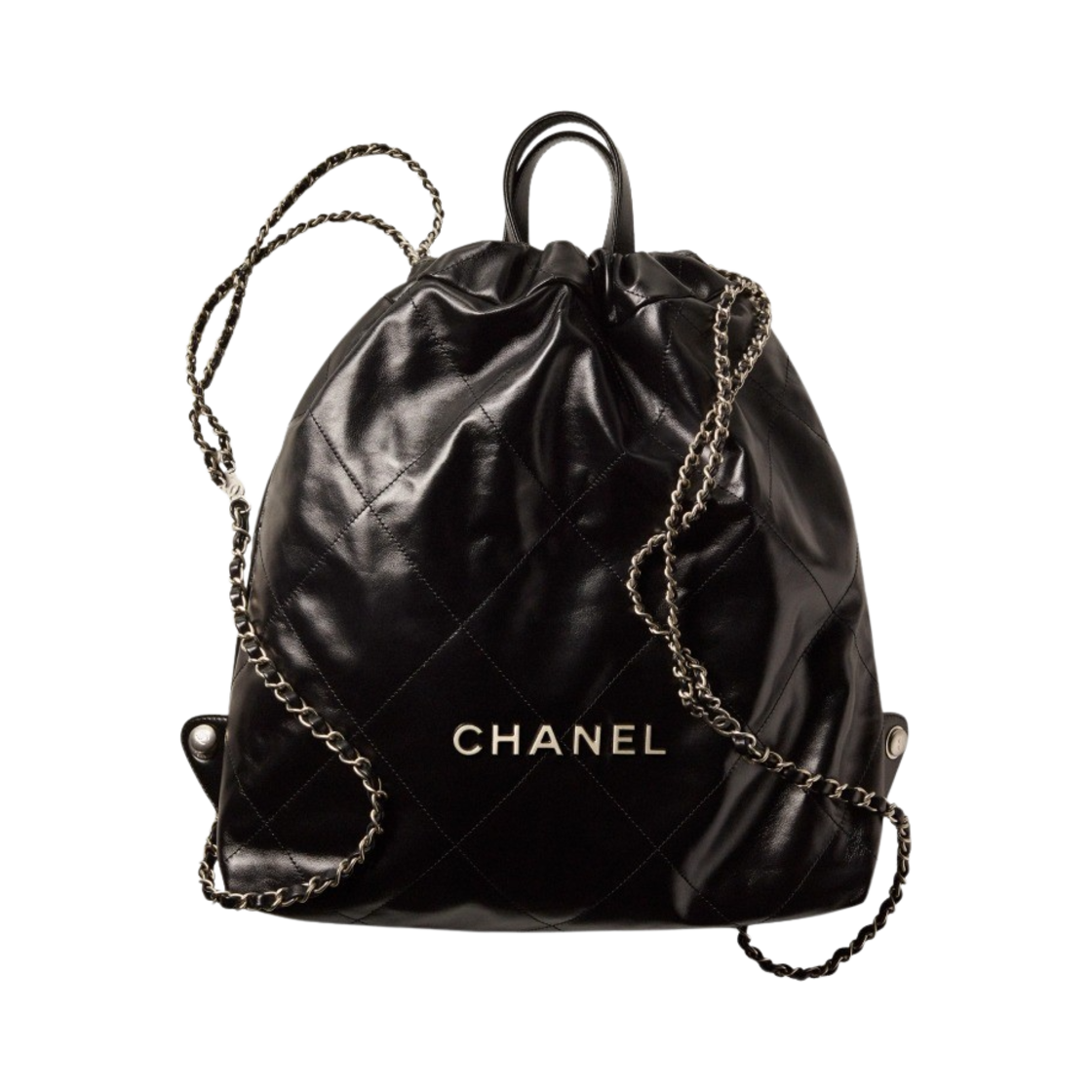 샤넬 22 백팩 카프스킨 & 실버 메탈 블랙