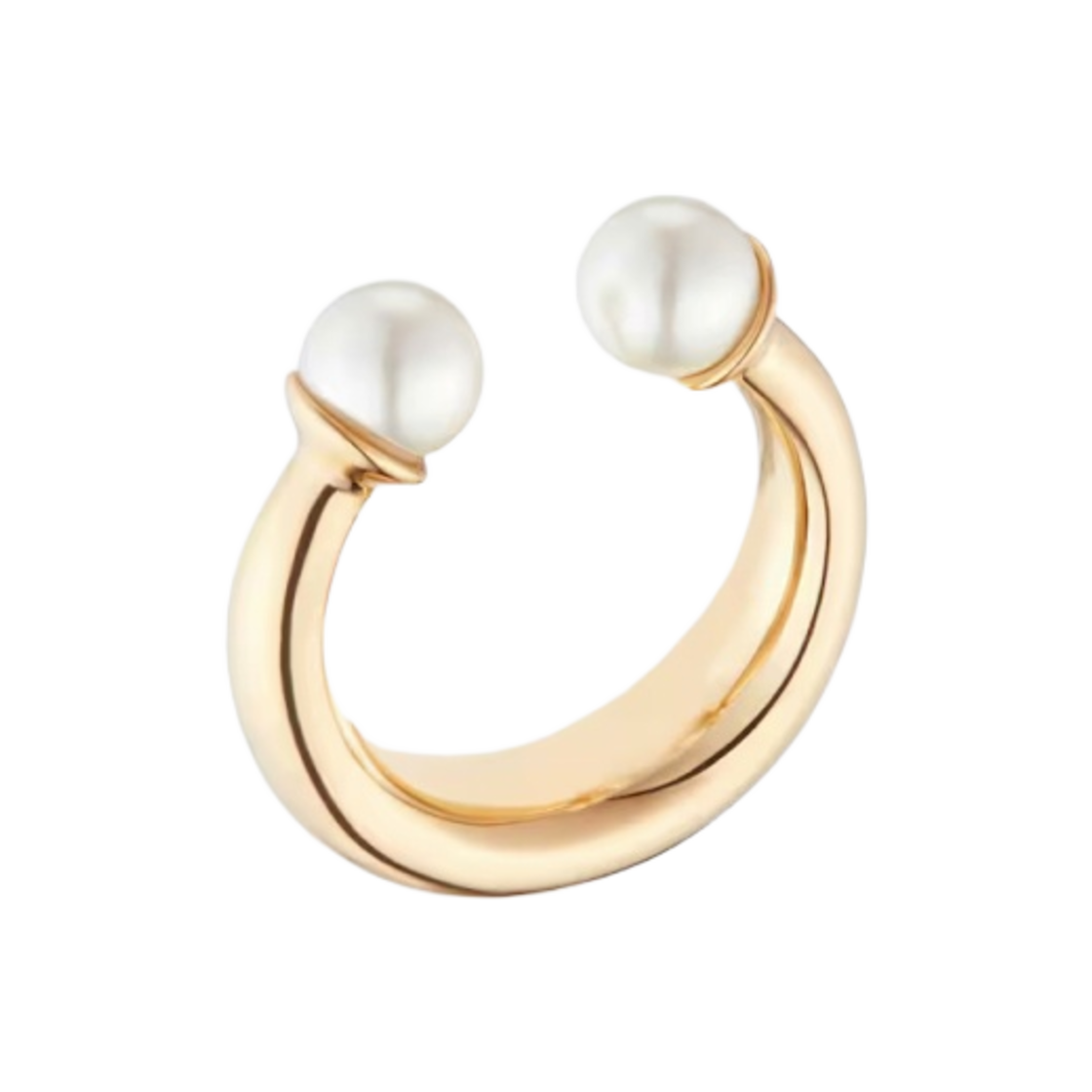 (W) 디올 트리발 링 골드 피니쉬 메탈 화이트 레진 펄((W) Dior Tribales Ring Gold Finish Metal White Resin Pearls) - 1