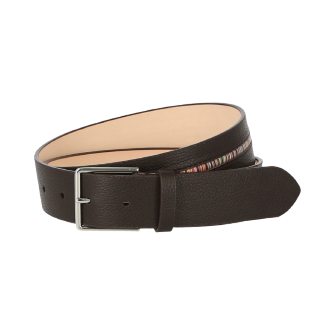 폴 스미스 그레인드 레더 시그니쳐 스트라이프 벨트 다크 브라운(Paul Smith Grained Leather Signature Stripe Belt Dark Brown)