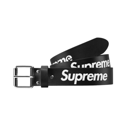 Supreme Repeat Leather Belt Black - 23SS