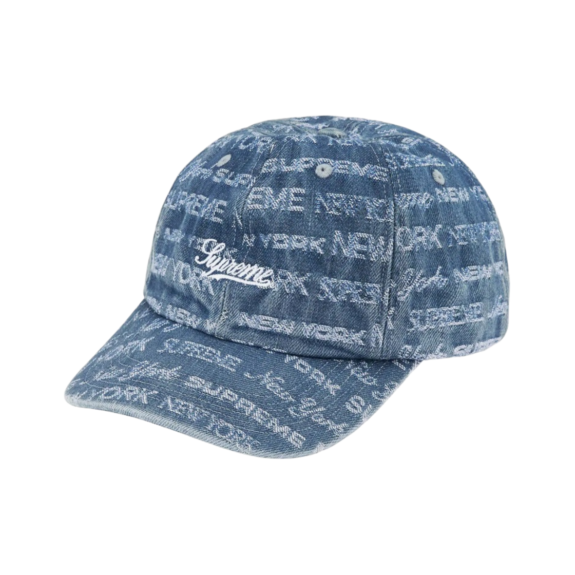슈프림 멀티 타입 자카드 데님 6-패널 캡 블루 - 22FW