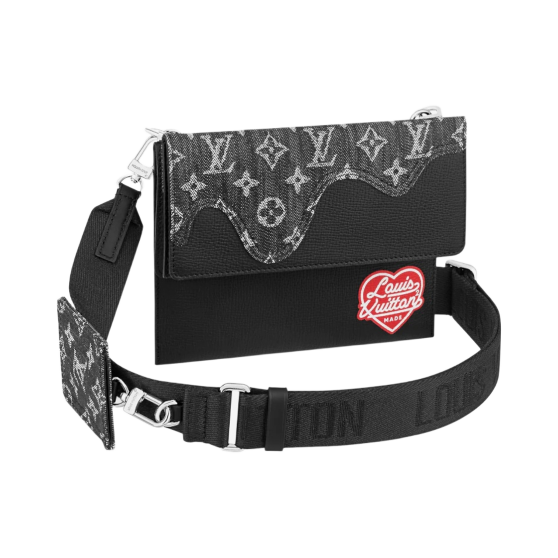 루이비통 x 니고 트리오 파우치 블랙 모노그램 데님