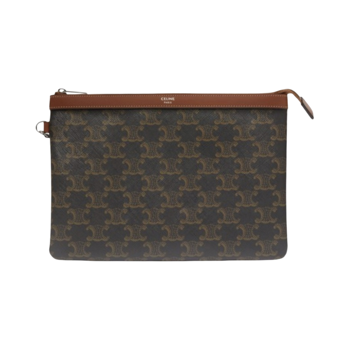 셀린느 트리옹프 캔버스 & 카프스킨 스트랩 스몰 파우치 탄(Celine Pouch with Strap in Triomphe Canvas and Calfskin Tan) - 1