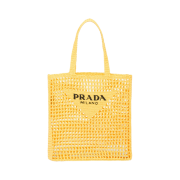 Prada Crochet Tote Bag Logo Yellow