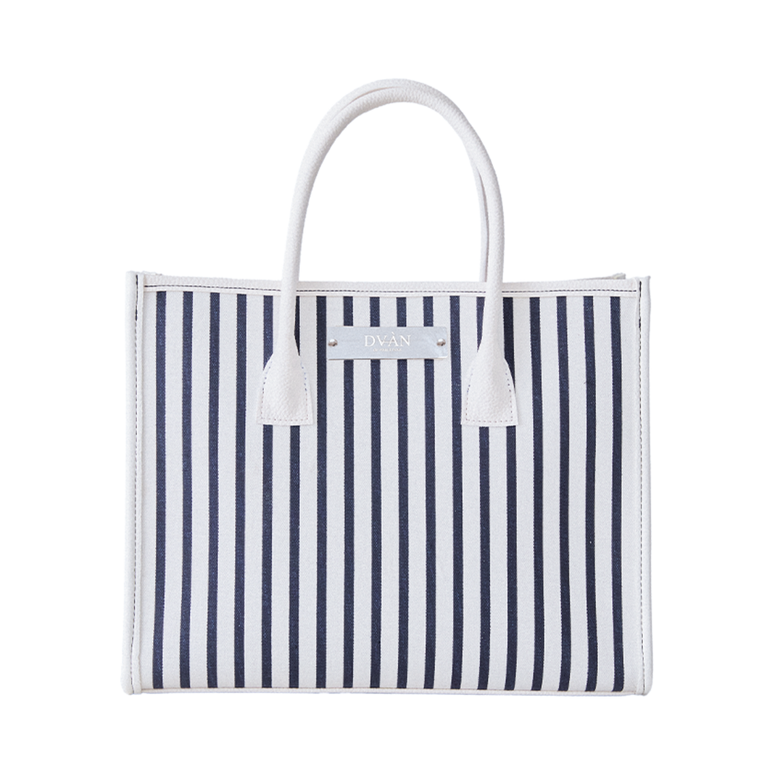 드반 마린 캔버스 토트백 미들 스트라이프(DVAN Marine Totebag Middle White With Navy Stripe)