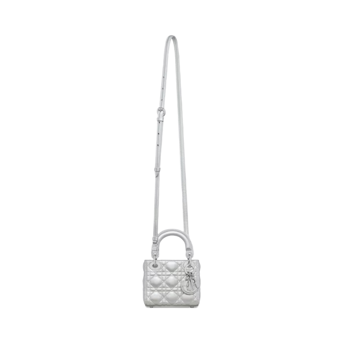 디올 레이디 디올 마이크로백 이리디센트 까나쥬 램스킨 메탈릭 실버 톤(Dior Lady Dior Micro Bag Iridescent Cannage Lambskin Metallic Silver Tone) - 4