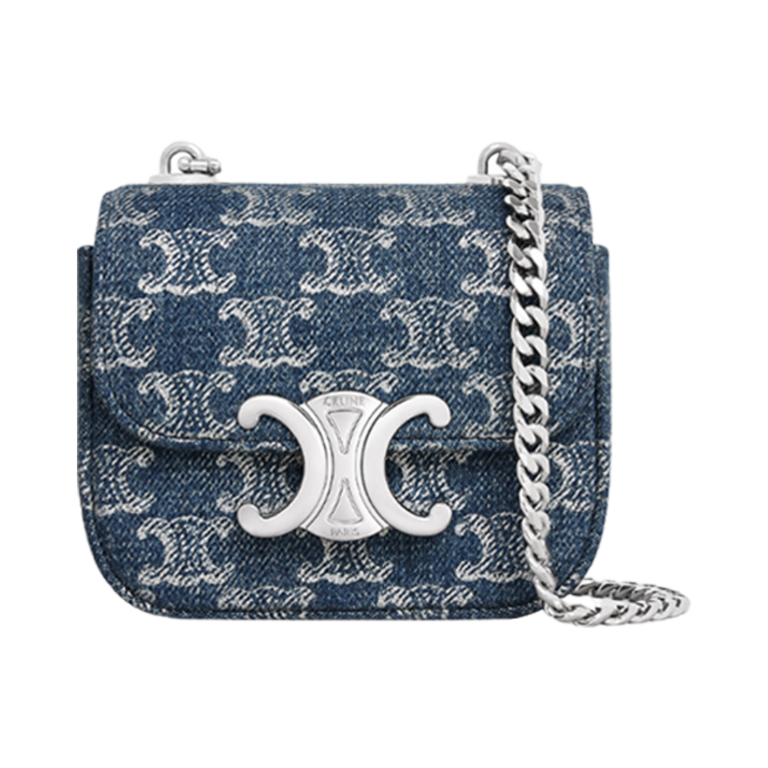 10L842FIN-05DS Celine Mini Chain Claude in Denim with Triomphe All-Over Denim Silver - 대표 이미지 #1